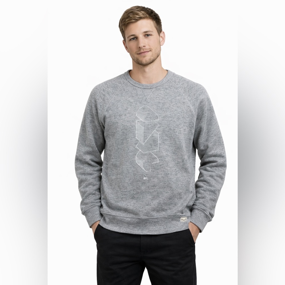 Marine Layer Sweatshirt Mens Gray Geometric Print Pullover Comfort Lounge